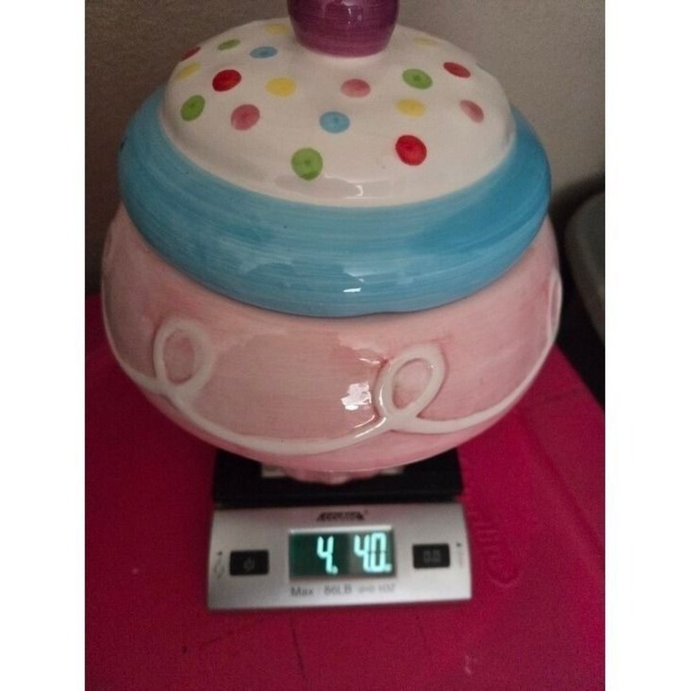 Giant Pink Cupcake Ceramic Cookie Jar With Sprinkles - Picture 4 of 8
